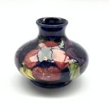 Moorcroft Pansy pattern squat vase, impressed and painted marks beneath, H8cm