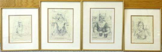 Alf Stoyles (British 20th century): 'Frances', 'Freda', 'Barbara' and 'Margaret', two pairs of monoc