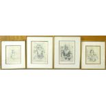 Alf Stoyles (British 20th century): 'Frances', 'Freda', 'Barbara' and 'Margaret', two pairs of monoc