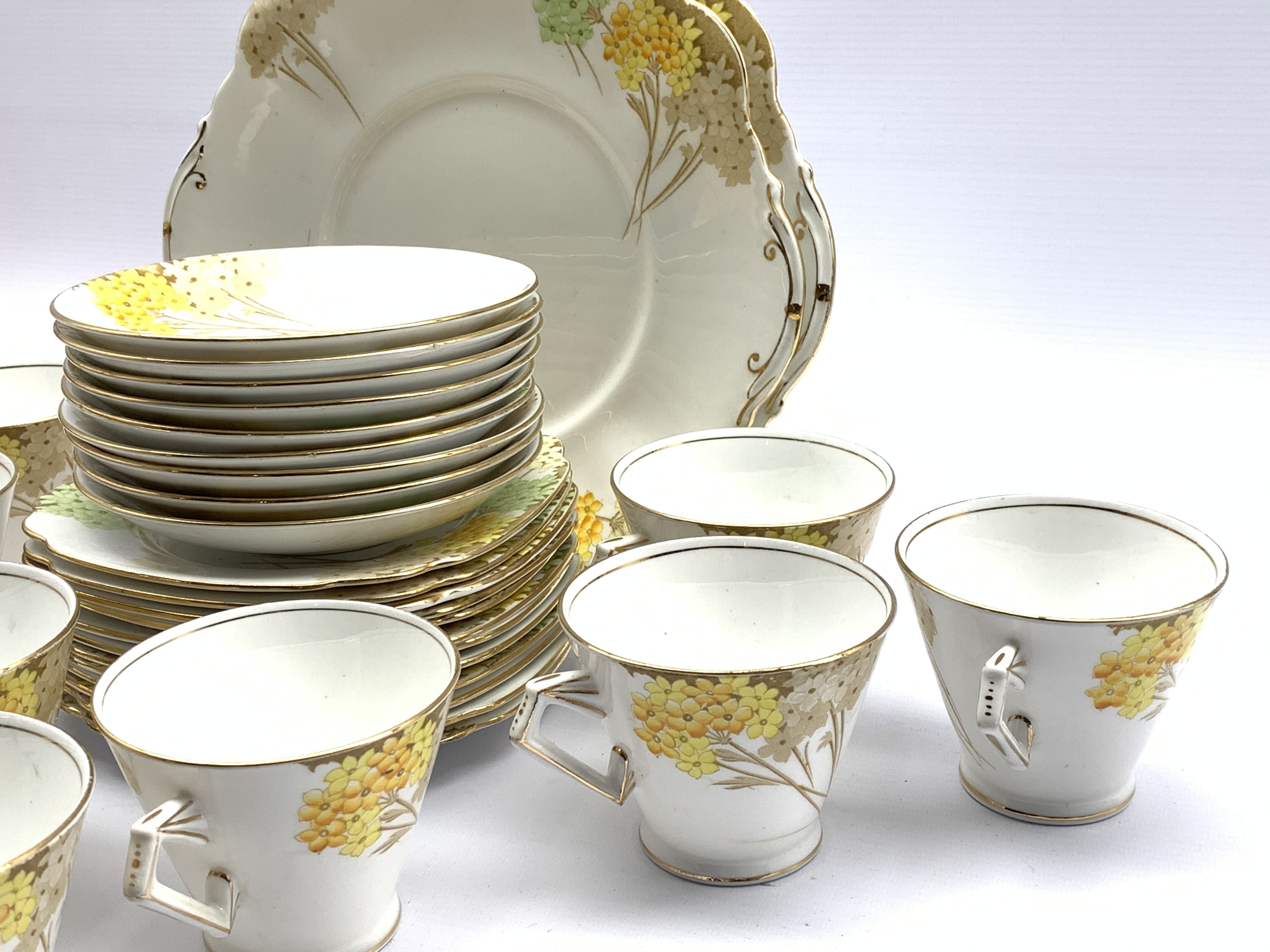 Art Deco Royal Standard Valencia pattern tea set comprising nine cups & saucers, twelve tea plates a - Image 2 of 3