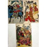 Three Japanese scrolls and three Oriental drawings