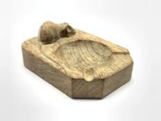 Thompson of Kilburn Mouseman oak ashtray with carved mouse signature