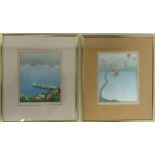 John Stafford 'Lakeside' and 'Landscape', gouaches, a pair, signed, 18cm x 14cm