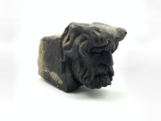 Architectural composite stone head of a bearded man with wavy hair, L24cm