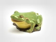 Clement Massier 'Golfe Judh' glazed model of a Frog, impressed marks to base L12cm