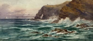 A D Young - Pair of watercolours of North East coastal landscapes, signed 16cm x 34cm, a pair of sma