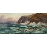 A D Young - Pair of watercolours of North East coastal landscapes, signed 16cm x 34cm, a pair of sma