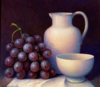 Trisha Hardwick (British 1949-) 'Dessert Grapes 2000' oil on canvas, signed, 21cm x 24cm ARR may ap