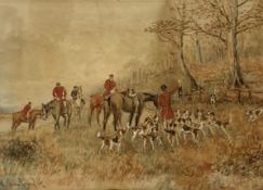 William Langley ( British 1852-1922) pair of watercolours, hunting scenes, one titled 'A Loose Shoe