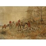 William Langley ( British 1852-1922) pair of watercolours, hunting scenes, one titled 'A Loose Shoe