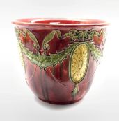 Large Minton design jardiniere decorated with rosettes and swags 30cm x 37cm