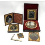 Victorian cased daguerreotype of a lady and child, five other Victorian daguerreotypes together with