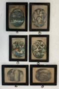 Series of six 19th Century oval engravings 'The Children in the Wood' by J Basire and others with tr