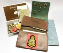 Number of military badges and buttons, photographs, Admiralty Book of Instructions for Lantern, Sign