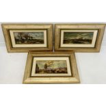 P Timmerman series of three oil painting on panel of Continental landscapes, with figures cottages e