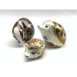 Royal Crown Derby 'Old Imari Hedgehog' with gold stopper, another 'Bramble Hedgehog', boxed and with