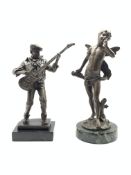 20th century bronze figure of a man playing the electric guitar, signed V. Bizard together with anot