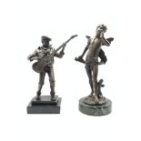 20th century bronze figure of a man playing the electric guitar, signed V. Bizard together with anot