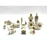 Quantity of WW1 crested ware including Old Bill, battleship, tank, ambulance, aeroplane etc by vario
