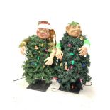 Pair of Animatronic display figures dressed as Christmas themed characters, H100cm approx