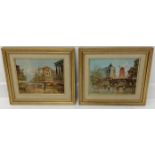 C Alexander Continental street scenes, oils on board, a pair, signed, each 20cm x 24cm