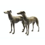 Pair of bronze finish standing Greyhounds, L36cm x H30cm