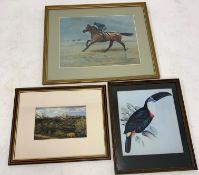 S L Crawford artist signed limited edition print 'Red Rum', number 265/500, Audubon print and a sign