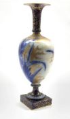 Doulton Burslem vase, ovoid body decorated with flo-blue Iris Flowers on a mottled gilt ground, H35c