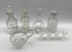 Late Victorian waisted glass decanter with silver collar London 1893, four Waterford Colleen pattern
