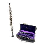 Oboe by F. Loree of Paris, having silver plated keys and stamped F. Loree, Paris no. DM 89, cased L6