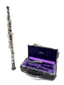 Oboe by F. Loree of Paris, having silver plated keys and stamped F. Loree, Paris no. DM 89, cased L6