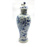 19th century Chinese baluster vase, decorated in underglaze blue with scrolling dragon and foliage,
