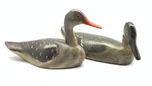 Two 20th century carved and painted Decoy ducks, L35cm max
