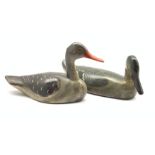 Two 20th century carved and painted Decoy ducks, L35cm max