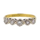 Gold five stone old cut diamond ring, stamped 18ct Plat