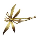 9ct gold dragonfly brooch, London import marks 1979