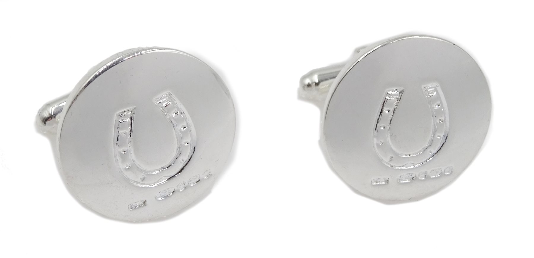 Pair of silver horseshoe cufflinks, hallmarked