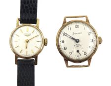 Longines 9ct gold ladies manual wind wristwatch, London 1967, on leather strap and an Accurist 9ct g
