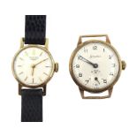 Longines 9ct gold ladies manual wind wristwatch, London 1967, on leather strap and an Accurist 9ct g