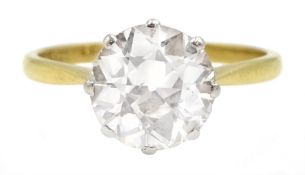 Gold single stone round brilliant cut diamond ring, stamped 18ct Plat, diamond approx 2.20 carat