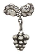 Georg Jensen 'Moonlight Grapes' brooch, designed by Harald Nielse, No 217A, London import marks 1990