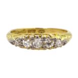 Early 20th century five stone diamond ring, stamped 18ct