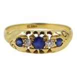 Edwardian gold sapphire and diamond ring, stamped 18ct