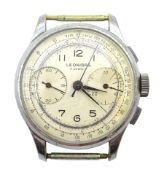 Leonidas gentleman's stainless steel chronograph wristwatch, inner back case numbered 825944