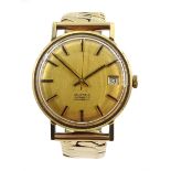 Swiss gentleman's 9ct gold automatic wristwatch, Birmingham 1977, on gilt expanding strap