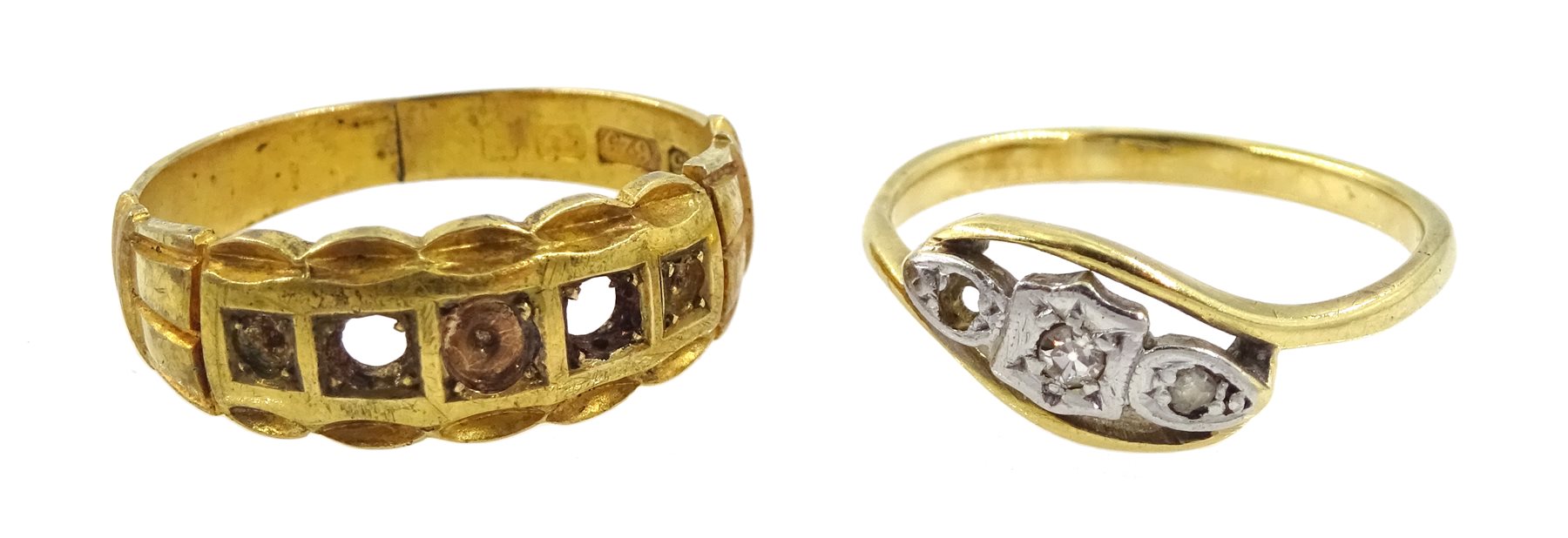 15ct gold ring hallmarked, 18ct gold diamond set ring and an early 20th century 9ct rose gold ladies - Image 2 of 9