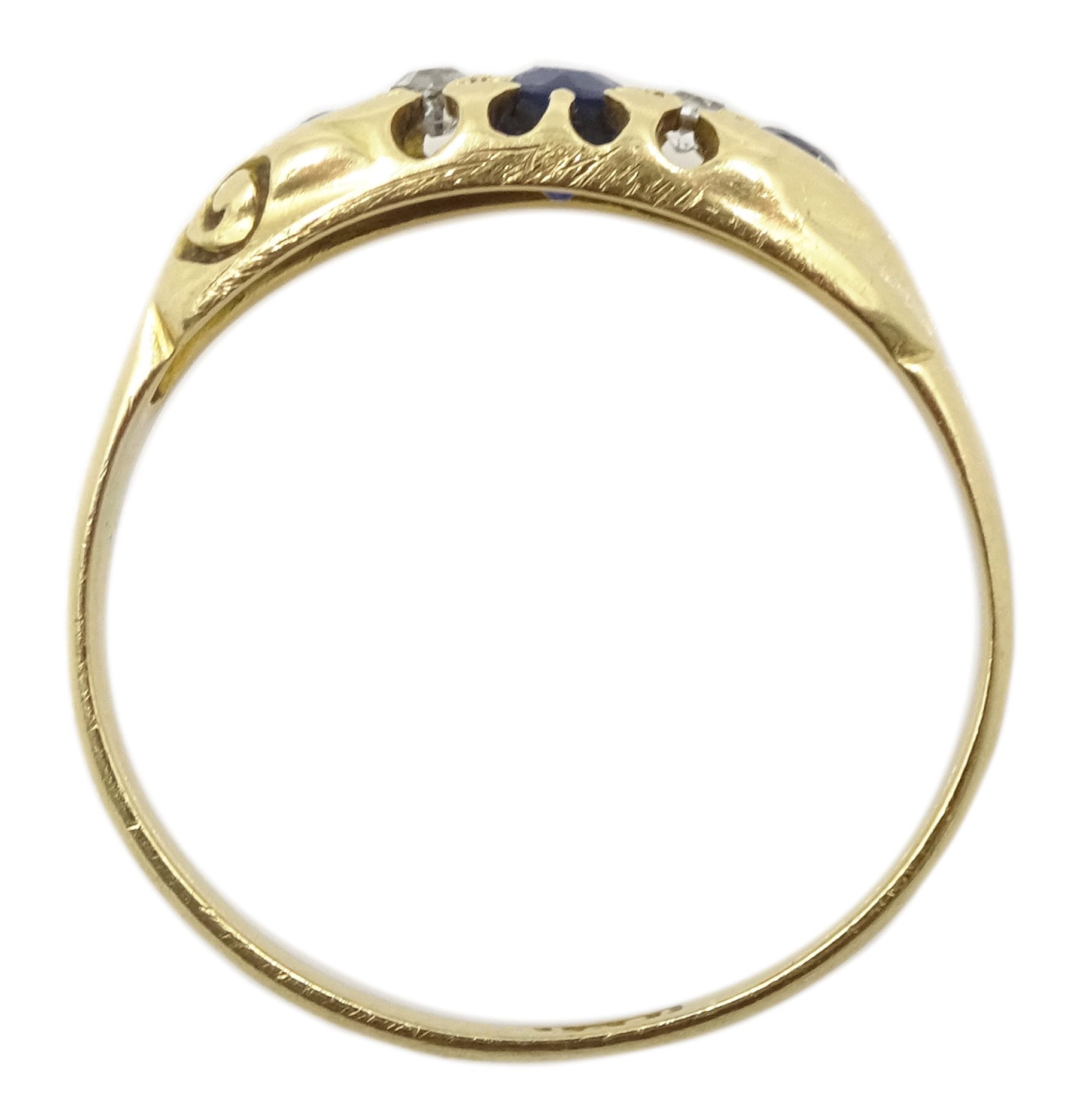 Edwardian gold sapphire and diamond ring, stamped 18ct - Image 4 of 7