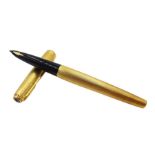 Parker 61 18ct gold fountain pen, engine turned decoration with cartouche, London 1963, boxed