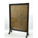19th century embroidered silk panel depicting Butterflies, Shou symbols in gilt thread and foliage,