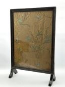 19th century embroidered silk panel depicting Butterflies, Shou symbols in gilt thread and foliage,
